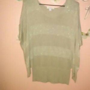 Size Medium Split Sleeve Tan Glitters Blouse